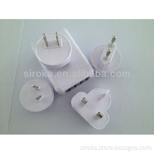 100% brand new and high quality 4-port USB power adapter USB travel charger for Apple iPhone 5 5G iPhone 4 4S iPad 2 3